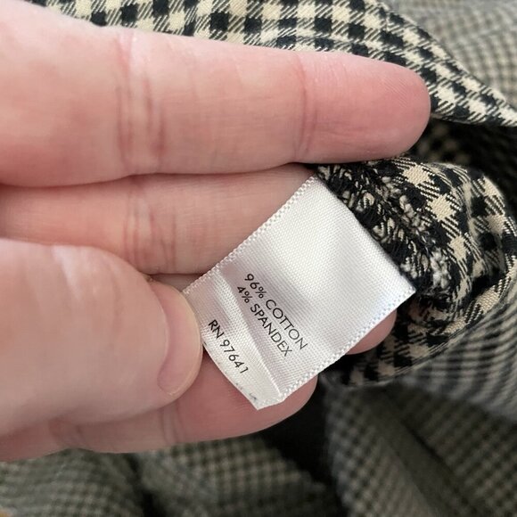 J.Jill Women 14 Black Tan Gingham Check Cotton Blend Stretch Mid-Rise Ankle Pant - Picture 10 of 11